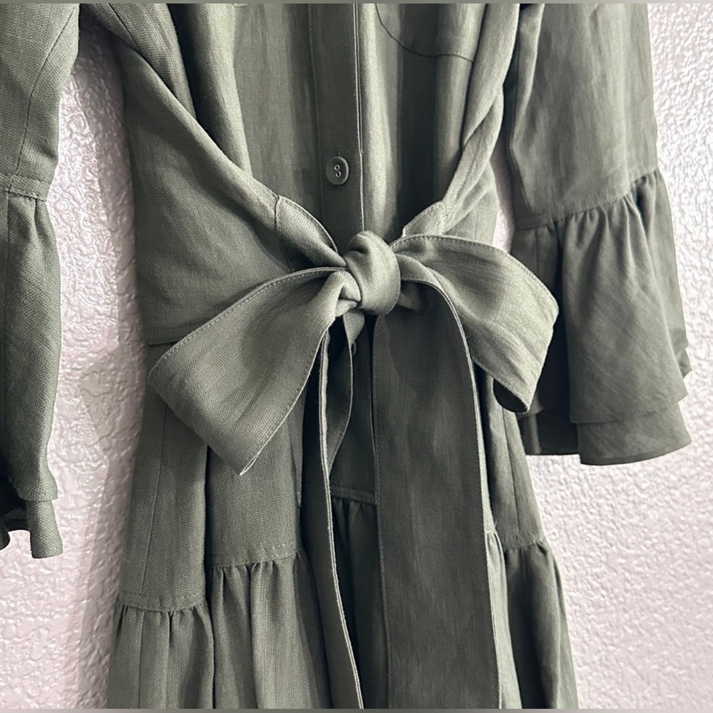 Derek Lam 10 Crosby Olive Green Grommet Hem Mini Dress sz 4 - Picture 7 of 14